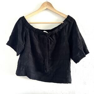 ALC Off the Shoulder Blouse Top Shirt Size 8 Black Short Sleeve Cotton‎ A.L.C.